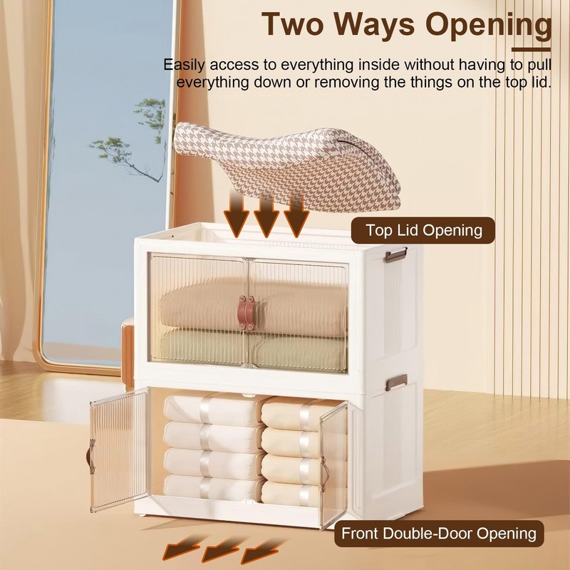 3 Pack Stackable Storage Bins with Wheels & Lids Magnetic Door Plastic Container gallery