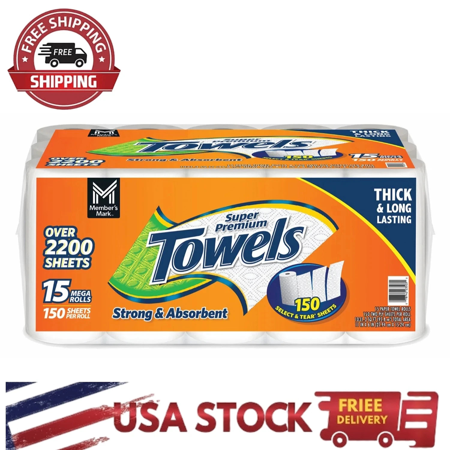 Member’s Mark Paper Towels 15 Mega Rolls | Durable 2-Ply | Ultra Absorbent gallery