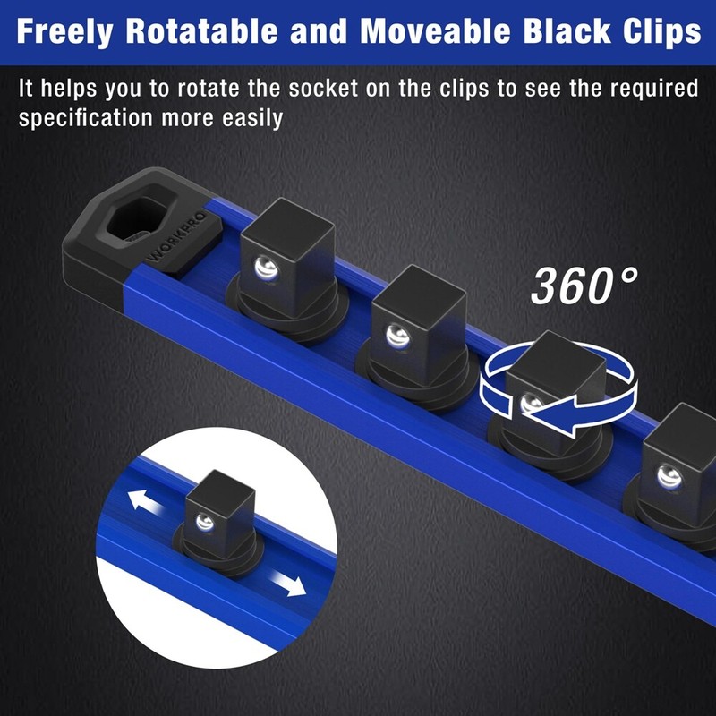 6PC Magnetic Socket Organizer Sets Aluminum Alloy Socket Rail Holder gallery