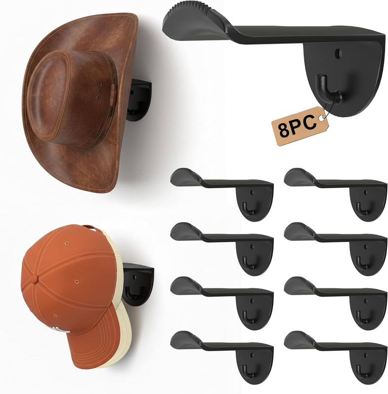 Adhesive Hat Hooks for Wall, 8 Pack, 2.9 Cowboy Hat Rack Prevents Deformation... gallery