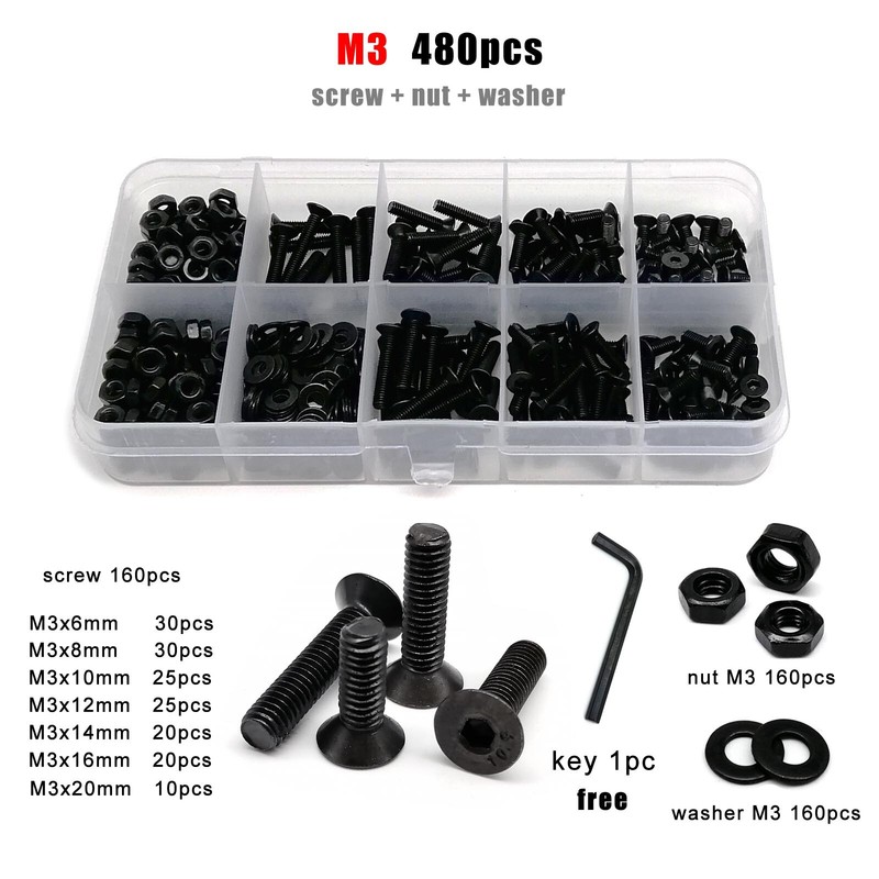 M2-M8 10.9 Grade Steel Hex Socket Flat Countersunk Head Screw Bolt Assortment gallery