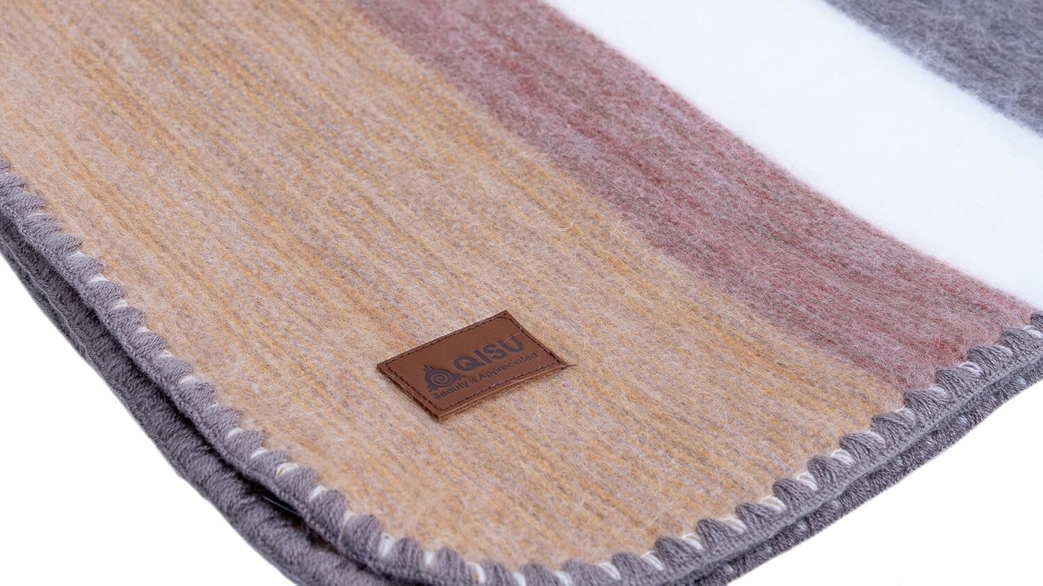 QISU Alpaca Wool Throw Blanket 85x65 | Breathable Soft Warm (Pastel Grey Rocks) gallery
