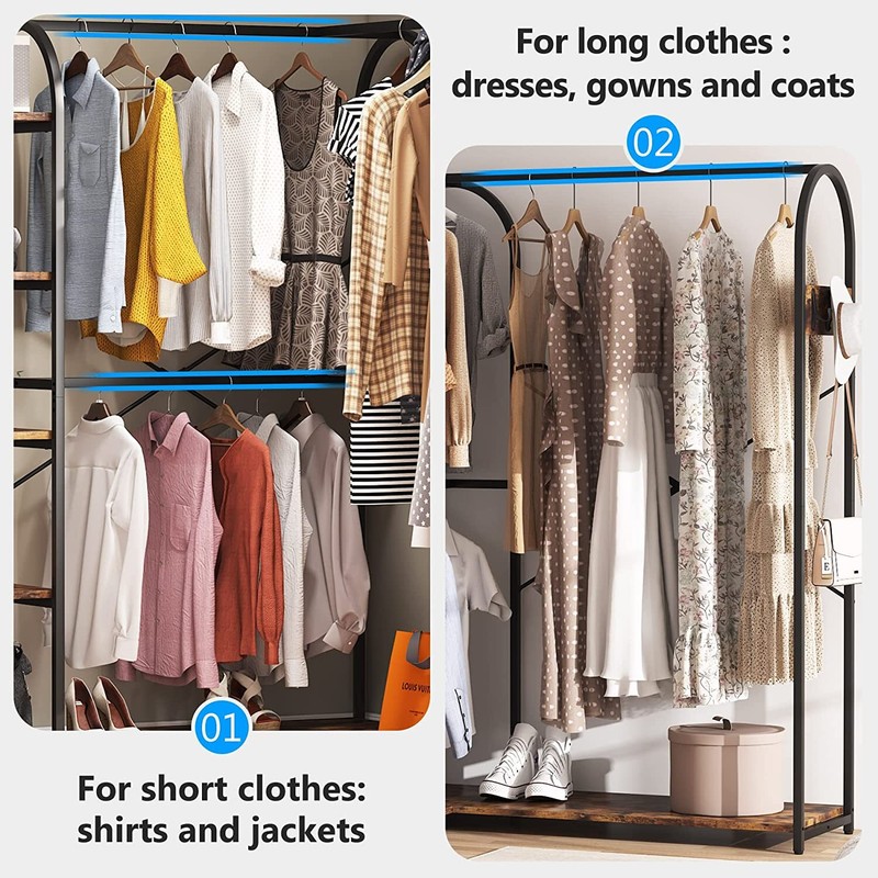 Tribesigns L Shape Corner Clothes Garment Rack w/ Storage Shelves & Hanging Rods gallery
