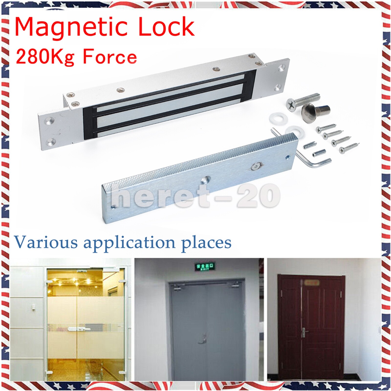 Electric Magnetic Lock Door Access Control System 600lb 280KG Holding Fitce 12V gallery