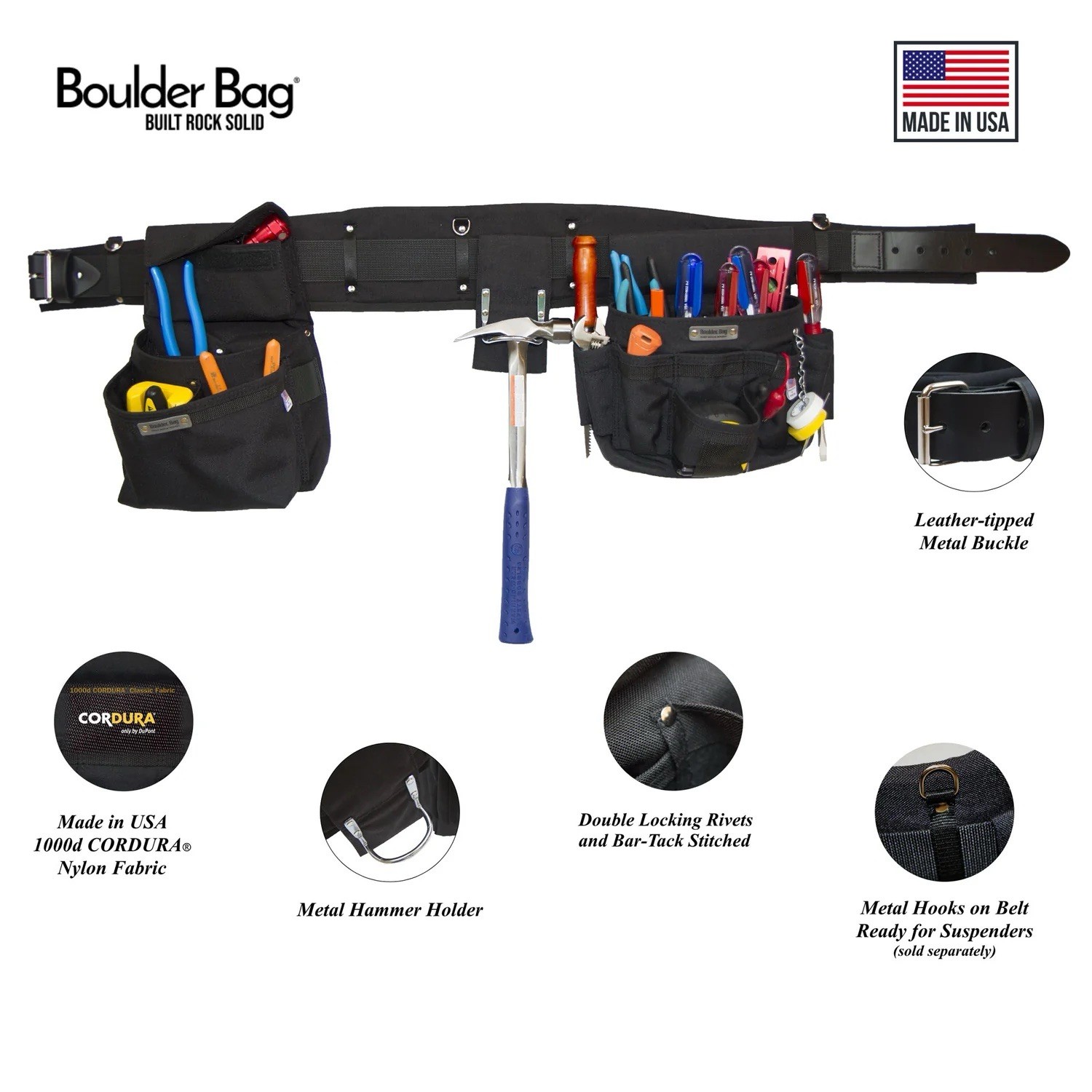 Boulder Bag Ultimate Electrician Comfort Combo Tool Belt w/ Metal Buckle Medium gallery