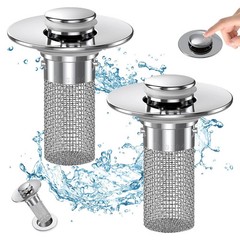 Bathroom Sink Drain Strainer, Pop Up Sink Drain Filter with Removable Stainle…