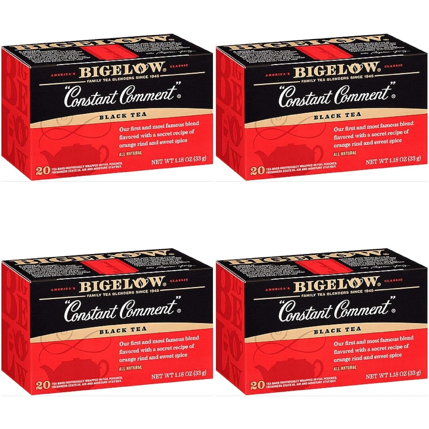 4x Boxes Bigelow Constant Comment Black Tea | 20 Pouches Per Box | 1.18oz gallery