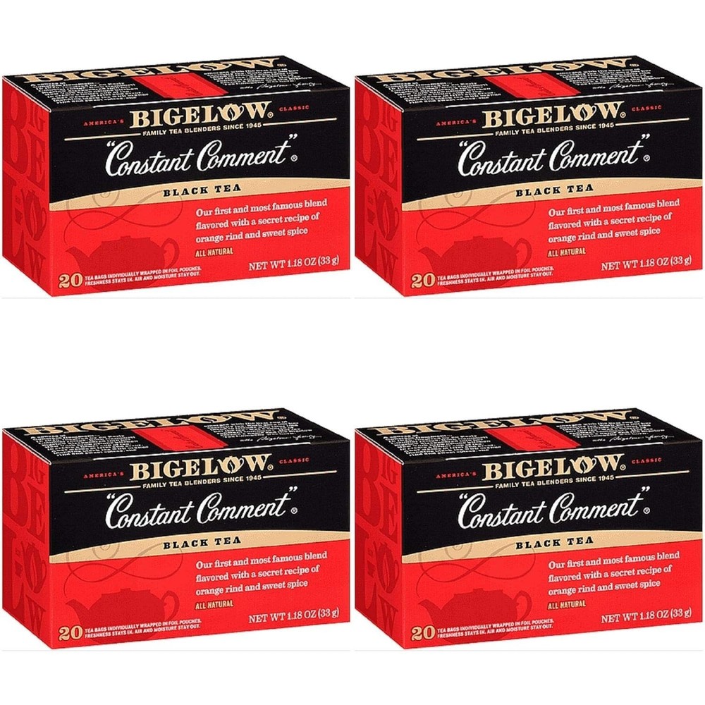 4x Boxes Bigelow Constant Comment Black Tea | 20 Pouches Per Box | 1.18oz