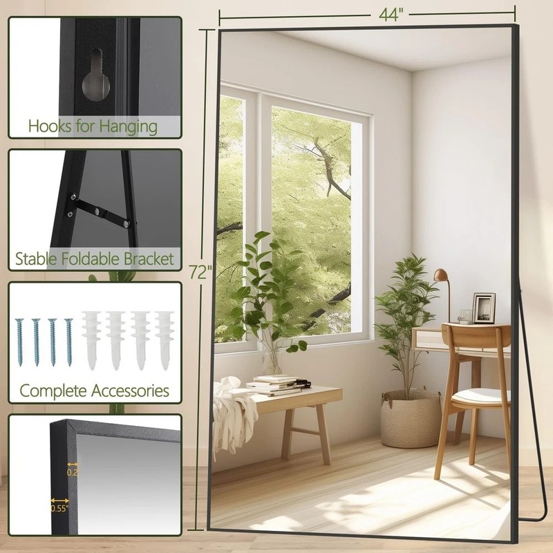 44"x72" Oversized Floor Mirror, Freestanding, Large Full Body Mirror for Bedr... gallery