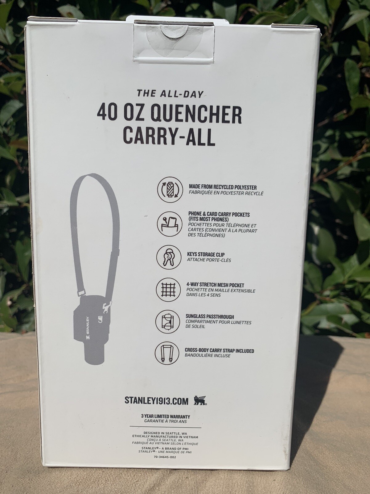 Stanley Azure Blue All Day 40 OZ Quencher Carry All with Black Cross Body Strap gallery