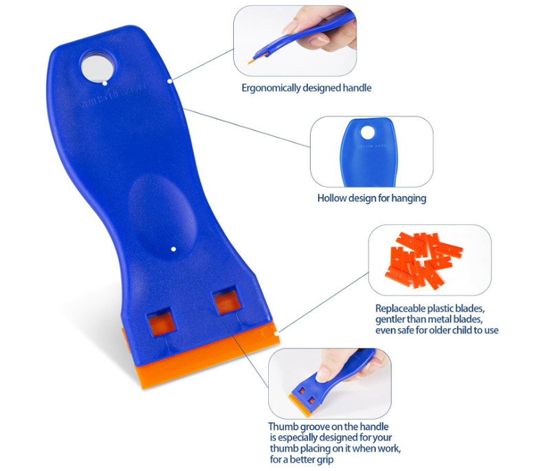 Plastic Razor Blade Scraper Tool, 6 Pcs Razor Scraper with 60 Pcs Plastic Blades gallery