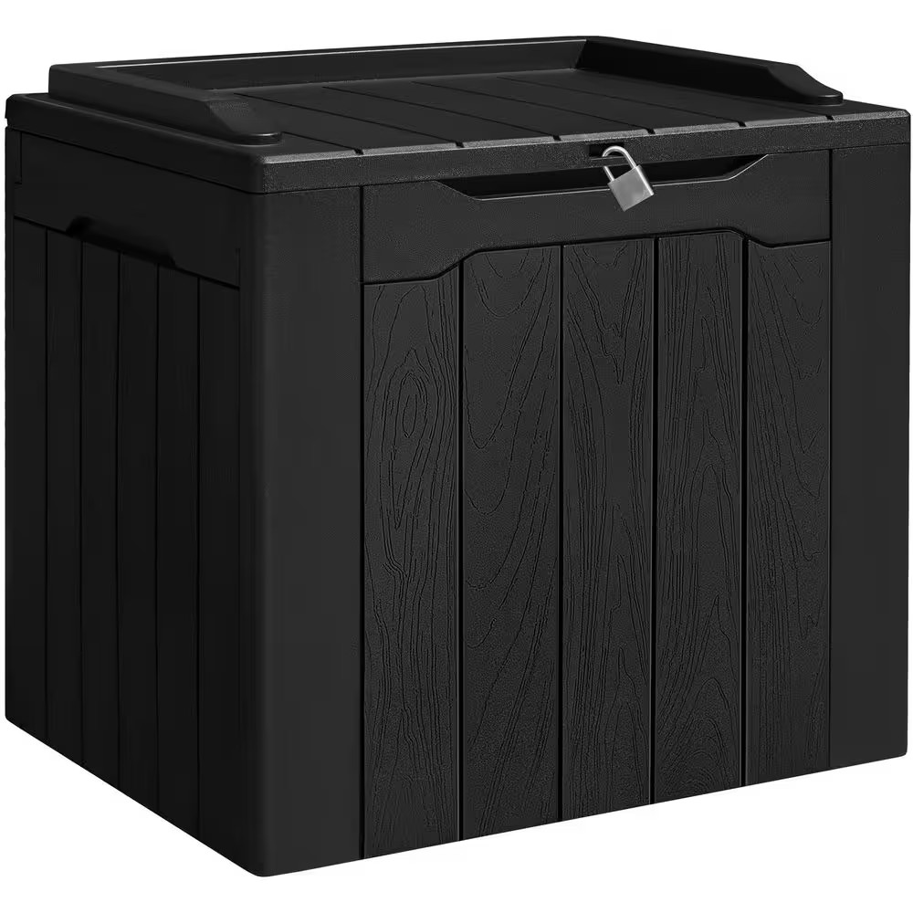 32 Gal. Lockable Resin Outdoor Deck Box for Package Delivery, Black gallery