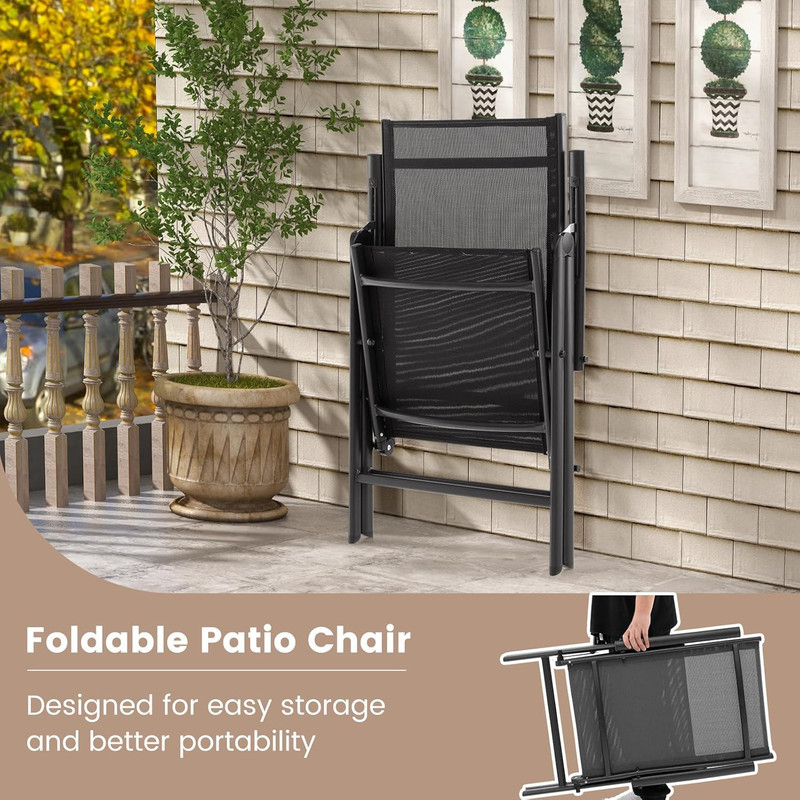 2 Pack Folding Patio Chairs, High Back Outdoor Chairs with 7-Level Adjustable Hi gallery