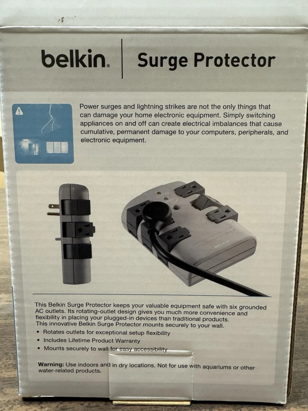 Belkin 6-Outlet Rotating Pivot-Plug Surge Protector 1080J Gray/Black gallery