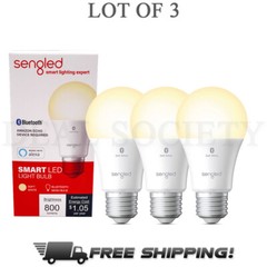 Smart Dimmable Light LED Bulb E26, 60W Equivalent Soft White 800LM – Lot of 3