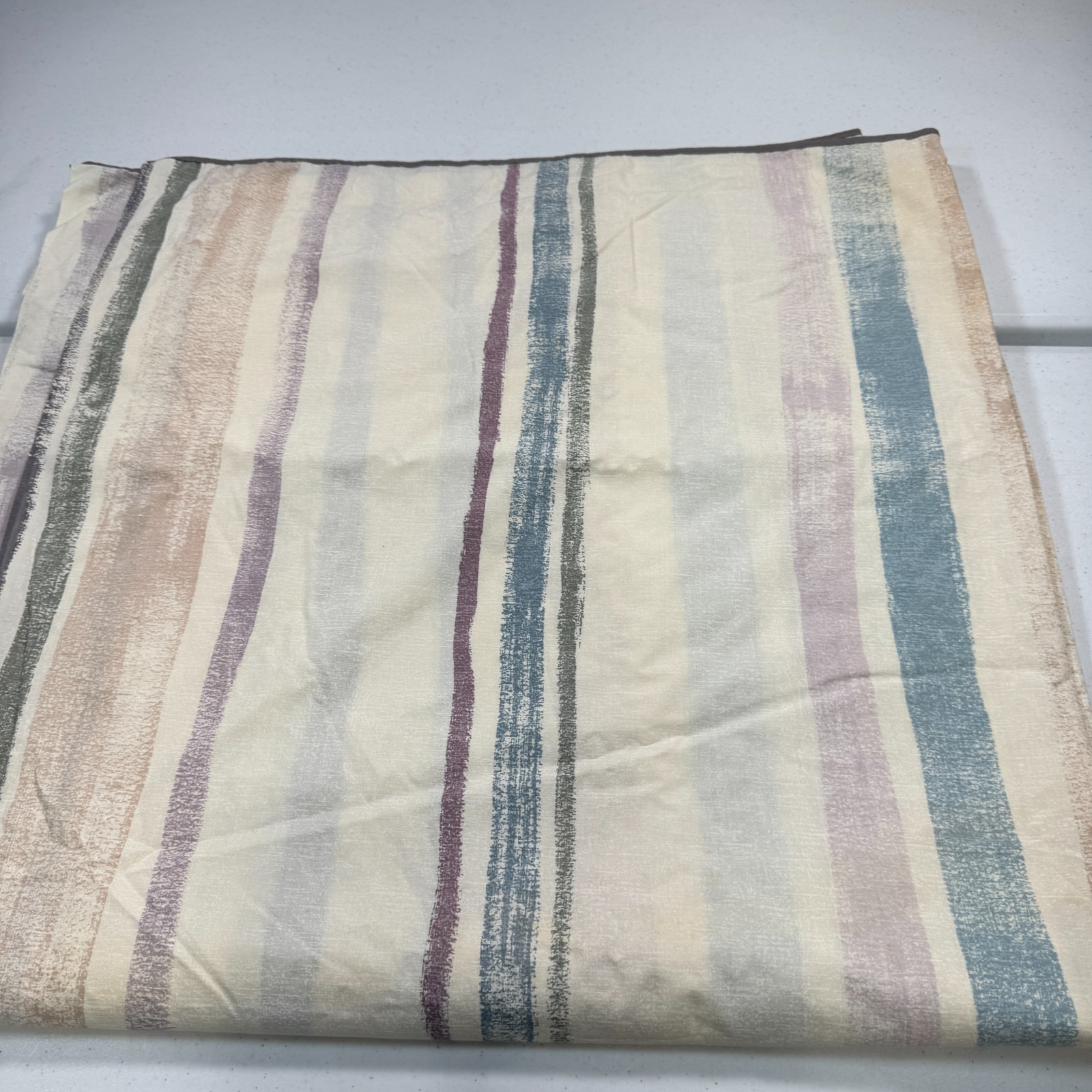 vintage king flat sheet blue gray beige stripes cotton blend y2k 90s 80s gallery