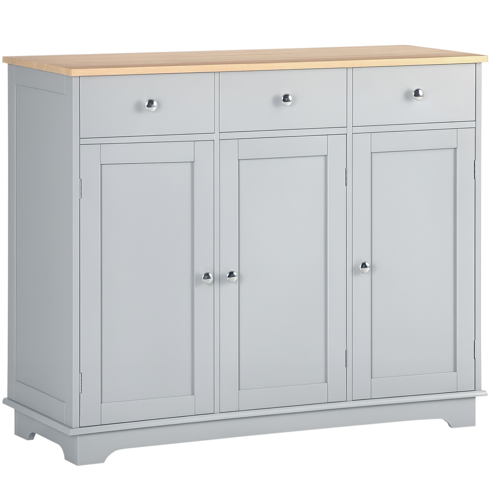 40" Modern Sideboard Buffet Cabinet 3 Drawers Adjustable Shelves Gray Hallway gallery