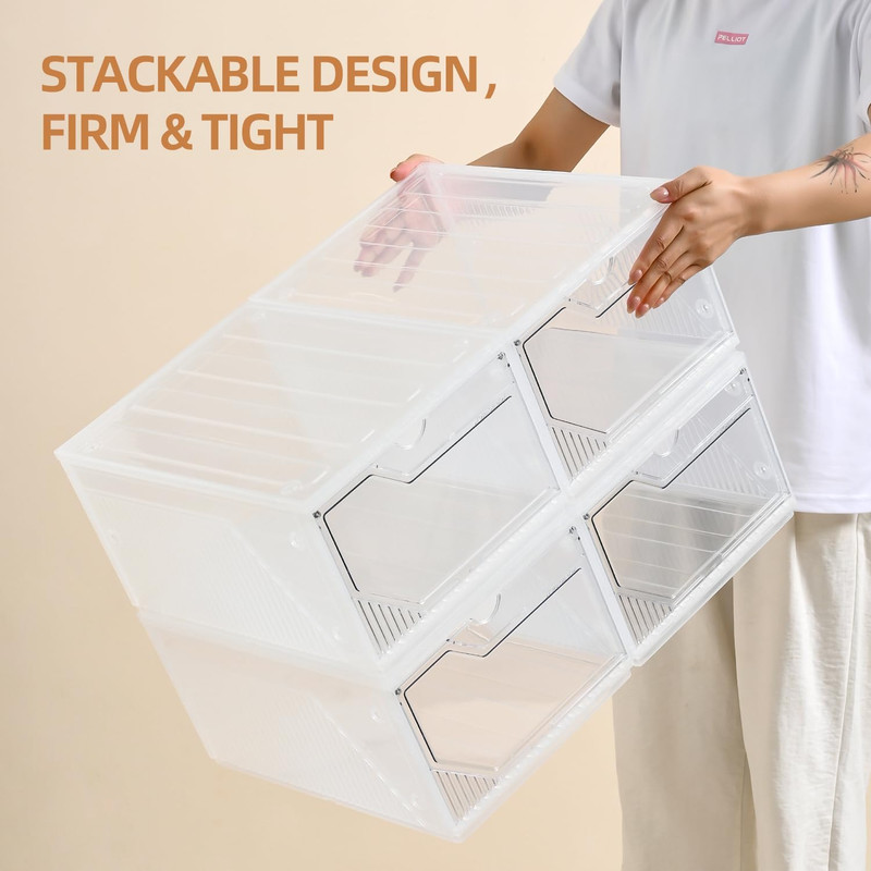 6 XXL Large Shoe Storage Stackable Boxes Fit Size 13 14 15 For Closet Bedroom gallery