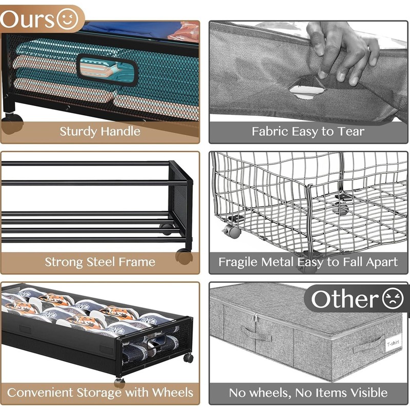 2Pack Under Bed Storage with Wheels Lids Heavy Duty Containers for Clothes Toys gallery