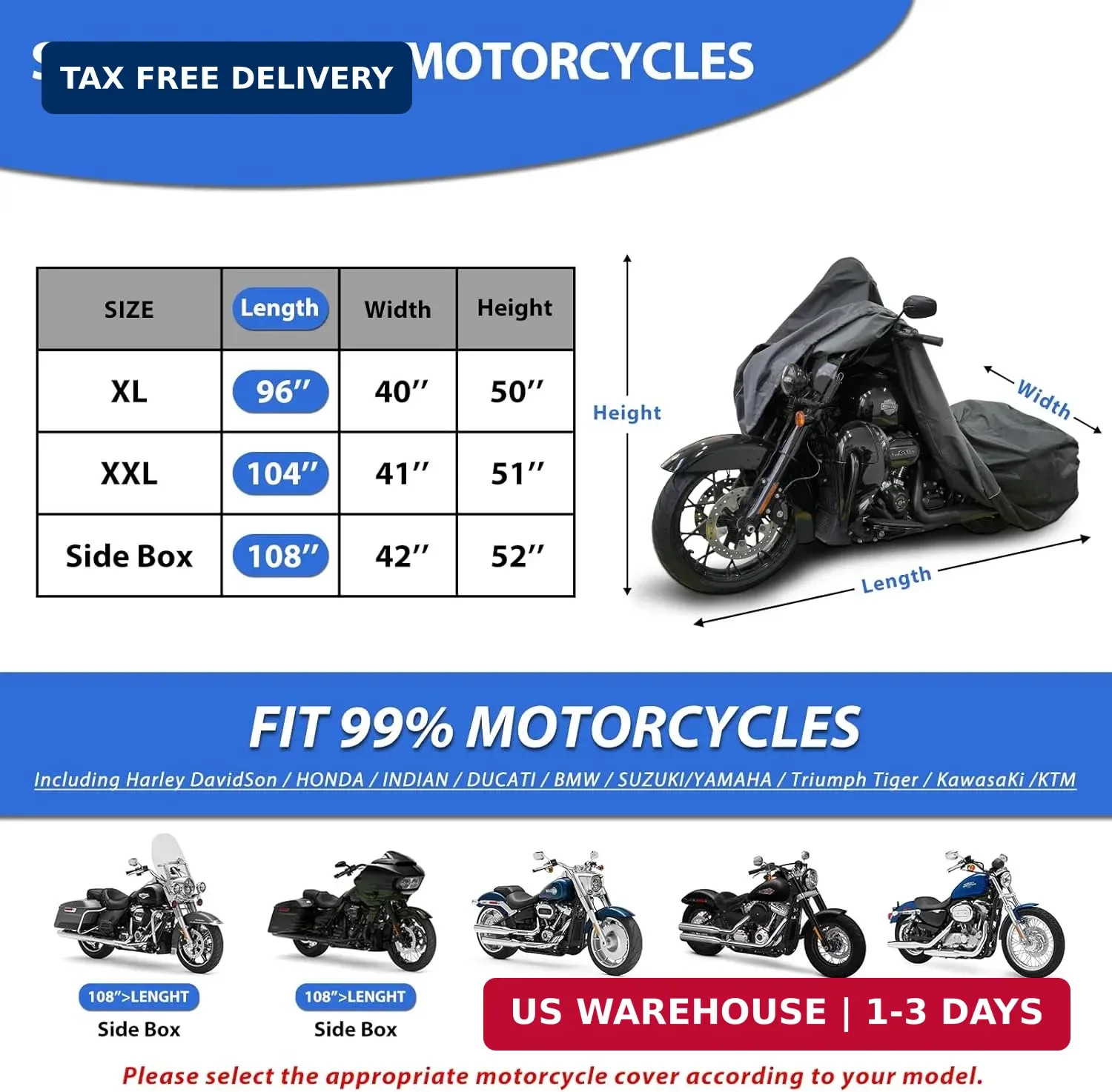 Motorcycle Cover for Harley Davidson Touring Models Road King, Road Glide, Stree gallery