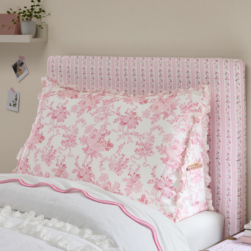 LoveShackFancy Garden Damask Ruffle Wedge Pillow Pink gallery