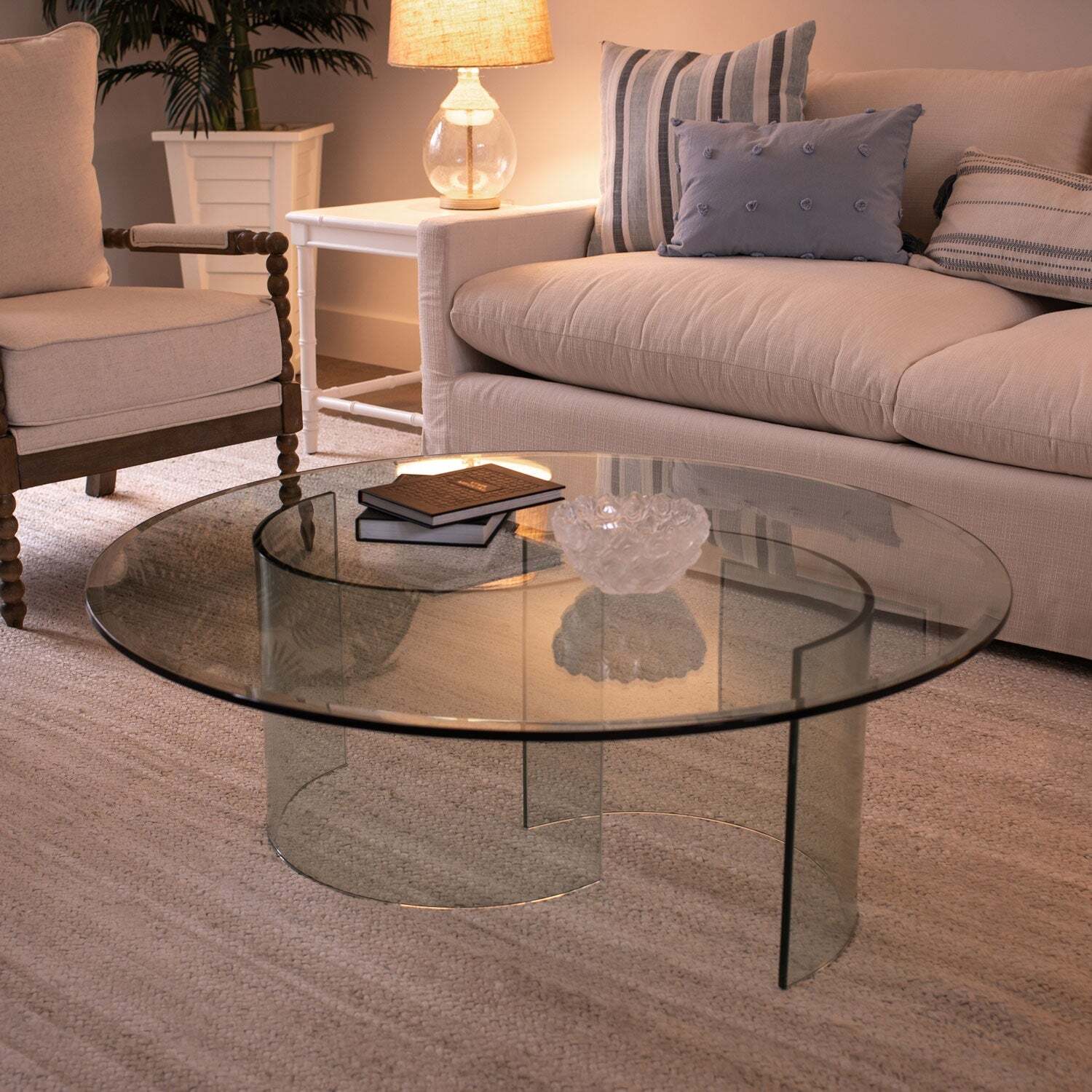 54" Round Clear Tempered Glass Table Top 1/2" Thick Flat Polished Edge gallery