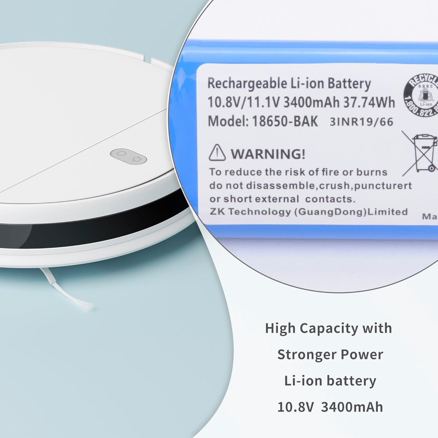 3400mAh Robot Vacuum Cleaner Battery for Pure Clean PUCRC26B PUCRC25 PUCRC25 0 gallery