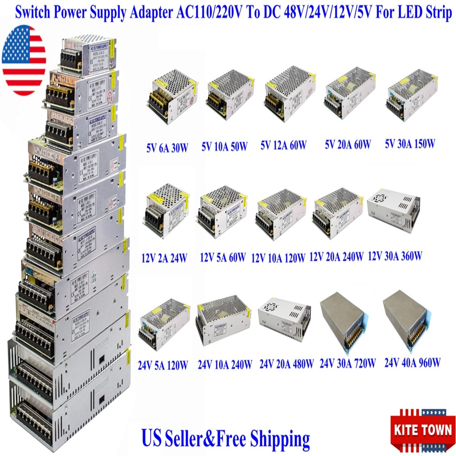 Switch Power Supply Transformer AC 110V To DC 12V/24V/5V Adapter For Led Strip gallery