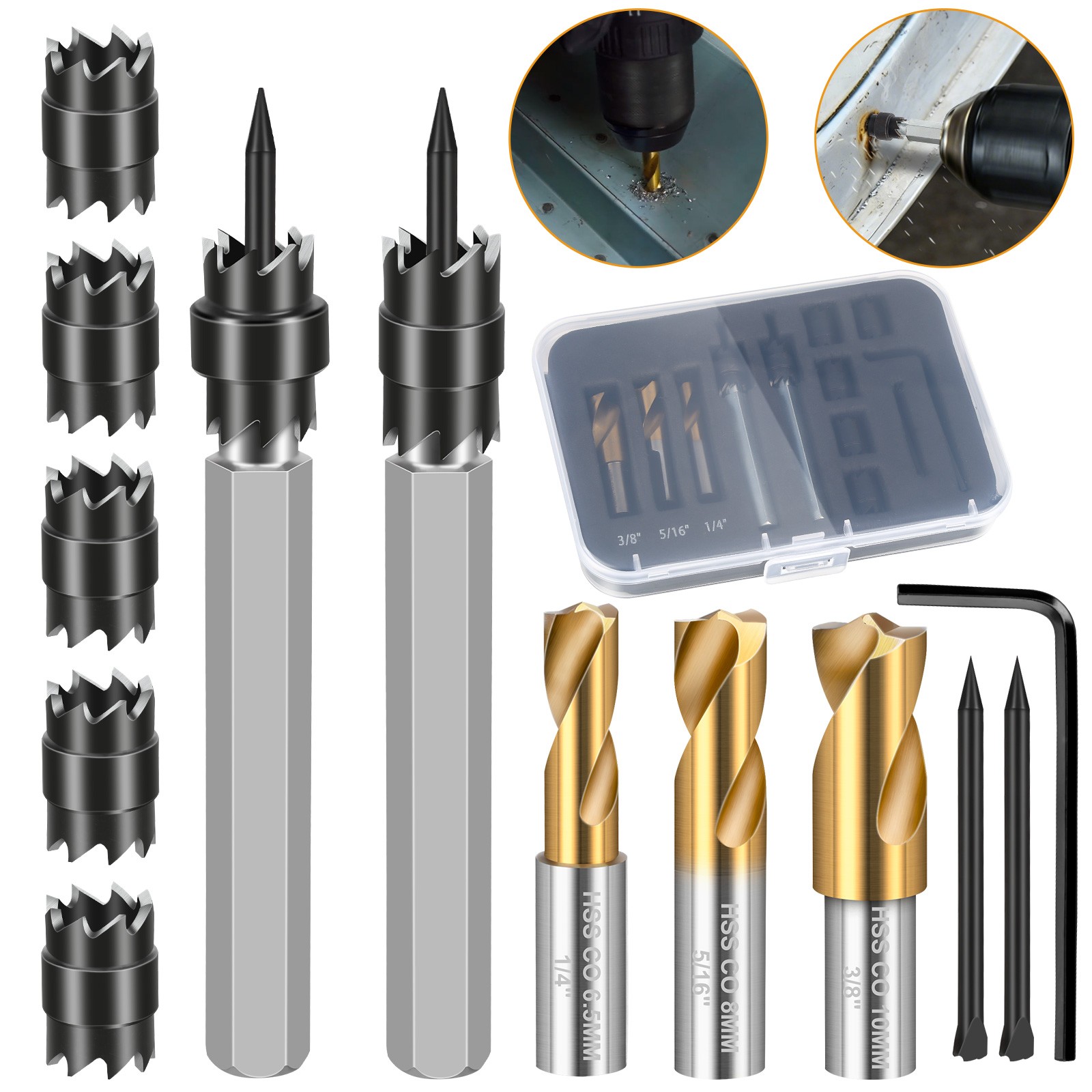 3/8" 5/16"Double Sided Spot Weld Cutter Remover Drill Bit Welder Cut Rotary Kit gallery