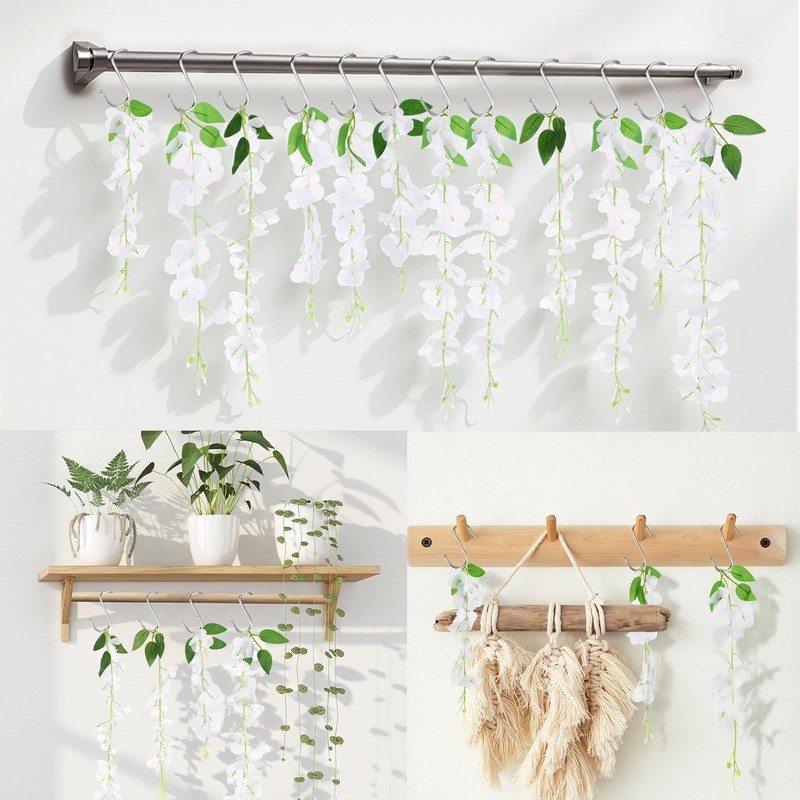 12 Pack Spring Wisteria Flower Shower Curtain Hooks Decorative Floral Rings gallery