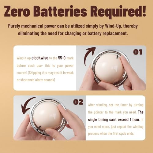 Planet-Shaped Mechanical Timer | No Batteries Needed | 59-Minute White gallery
