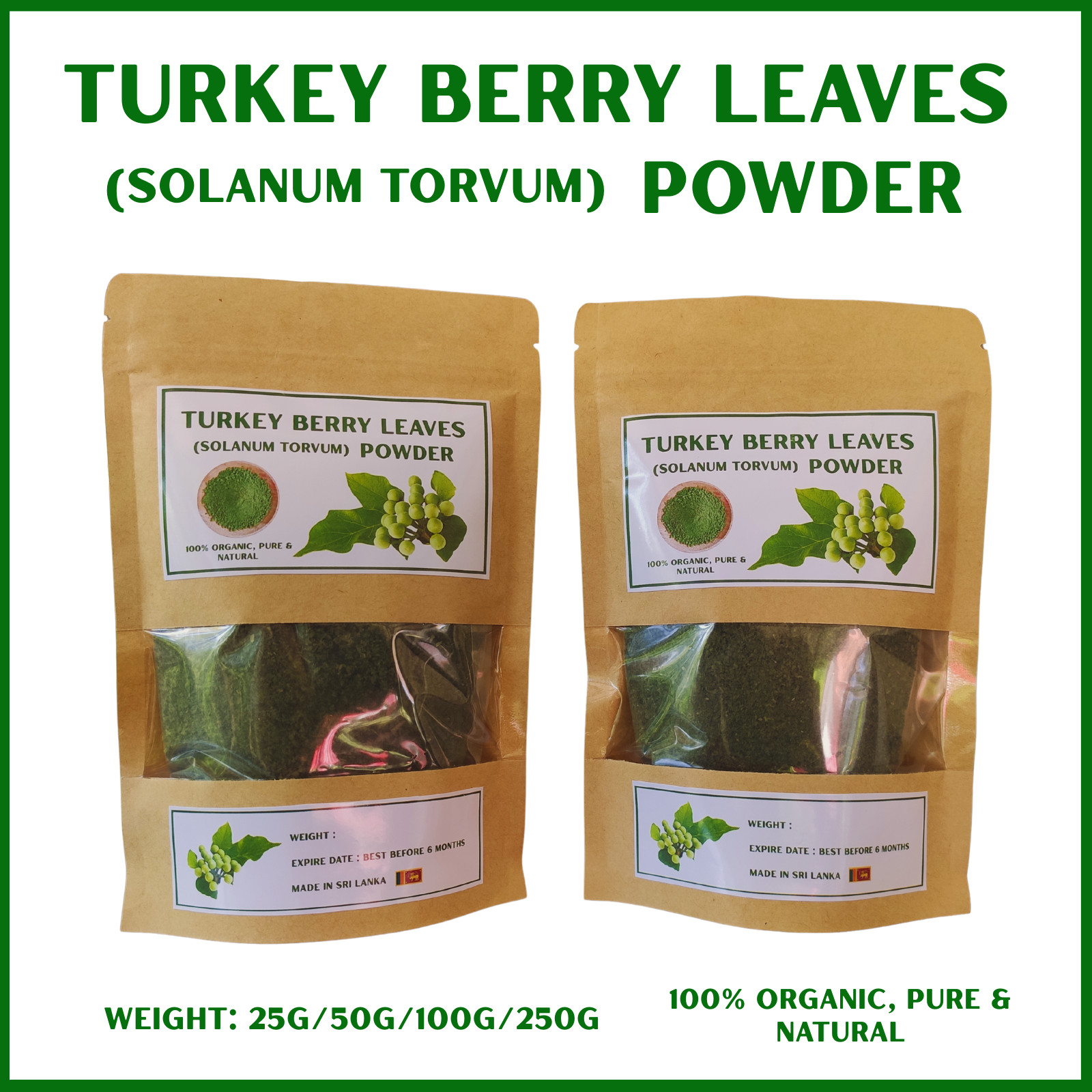 Turkey Berry Leaves Powder Dried Organic Solanum Torvum Natural Pure Leaf Powder gallery