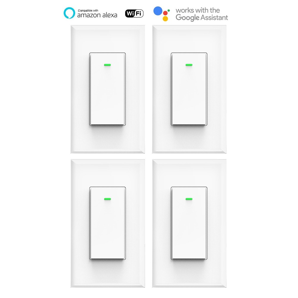 Smart WIFI Switch Light Wall Works with Alexa Google Home voice smart life 4pack
