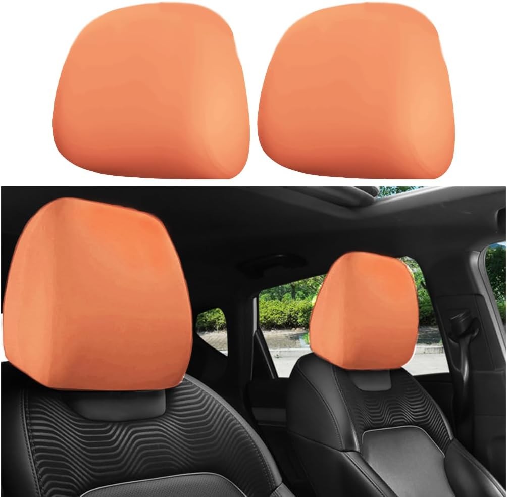 Headrest Covers, 2PCS Anti-Dirty Vehicle Head Rest Protector, Re Color: orange gallery