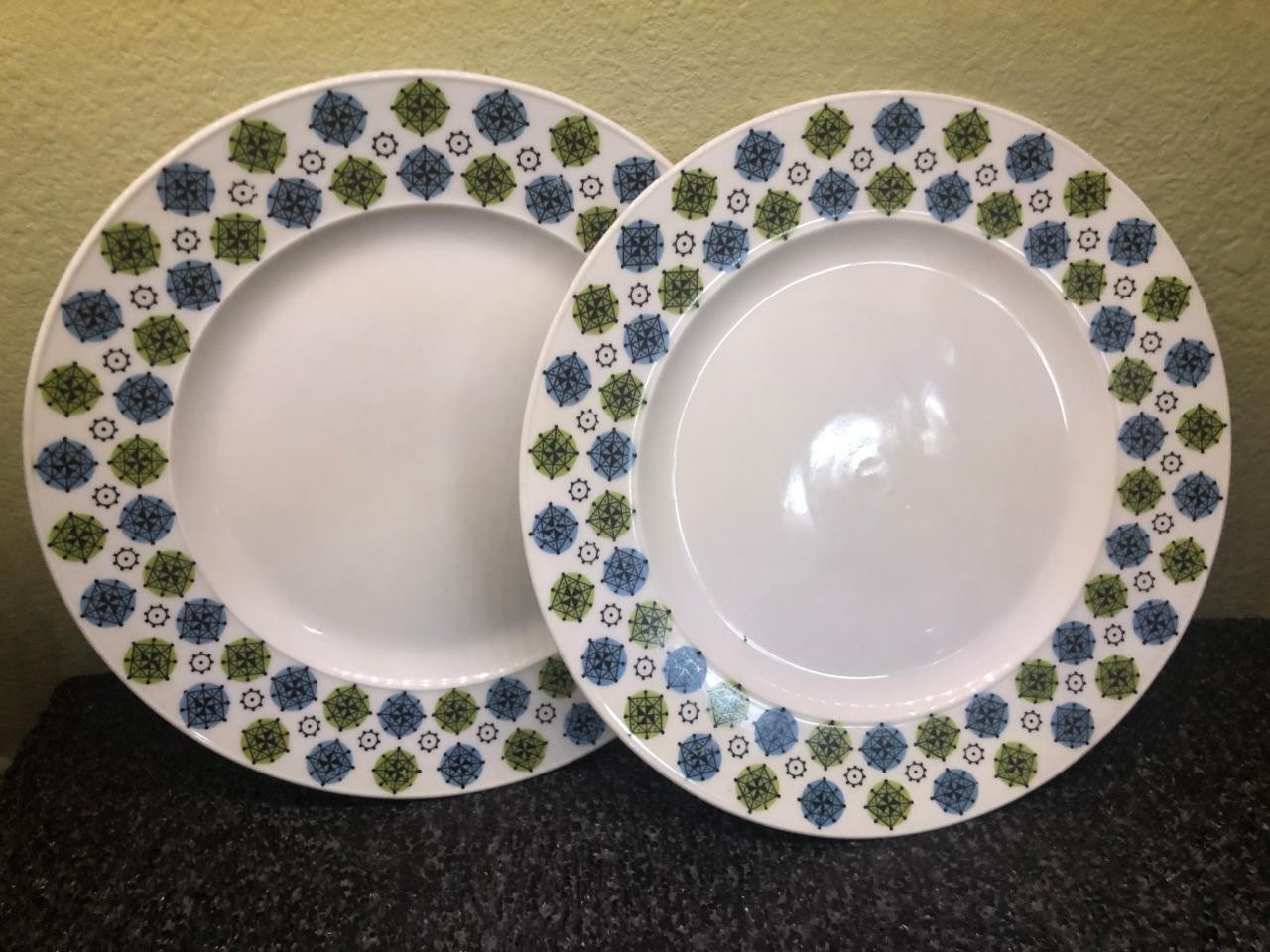 VTG. 2 Rosenthal, Germany, Modern Retro plates 7 3/4", Nice MCM pattern gallery