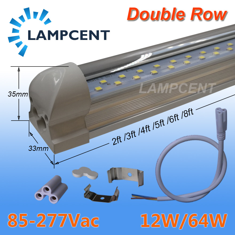 4PCS LED T8 Integrated Tube 2FT 3FT 4FT 5FT 6FT 8FT Double Row LED Strip 6500K gallery