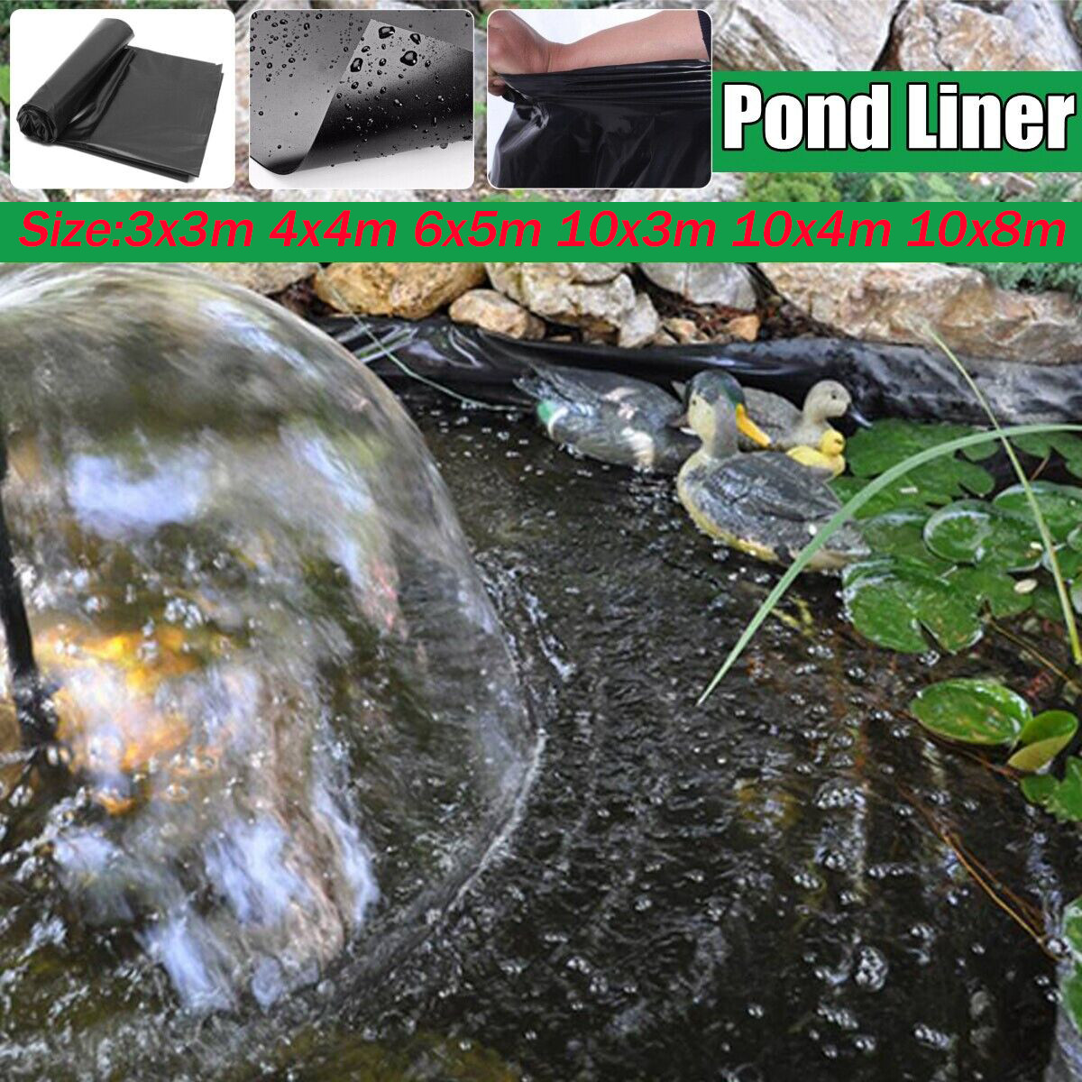 6 SIZES Fish Pond Liner PVC Membrane Reinforced Gardens Pools Landscaping gallery