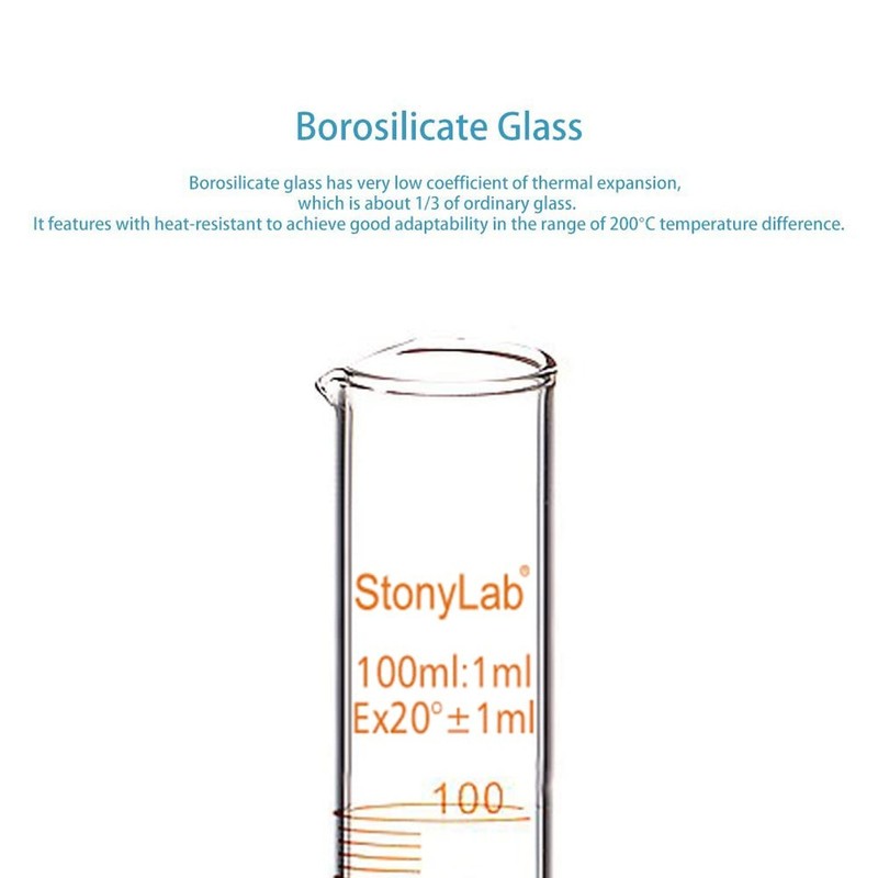 StonyLab Combo Pack Borosilicate Glass 10ml/50ml/100ml Heavy Wall Graduated C... gallery