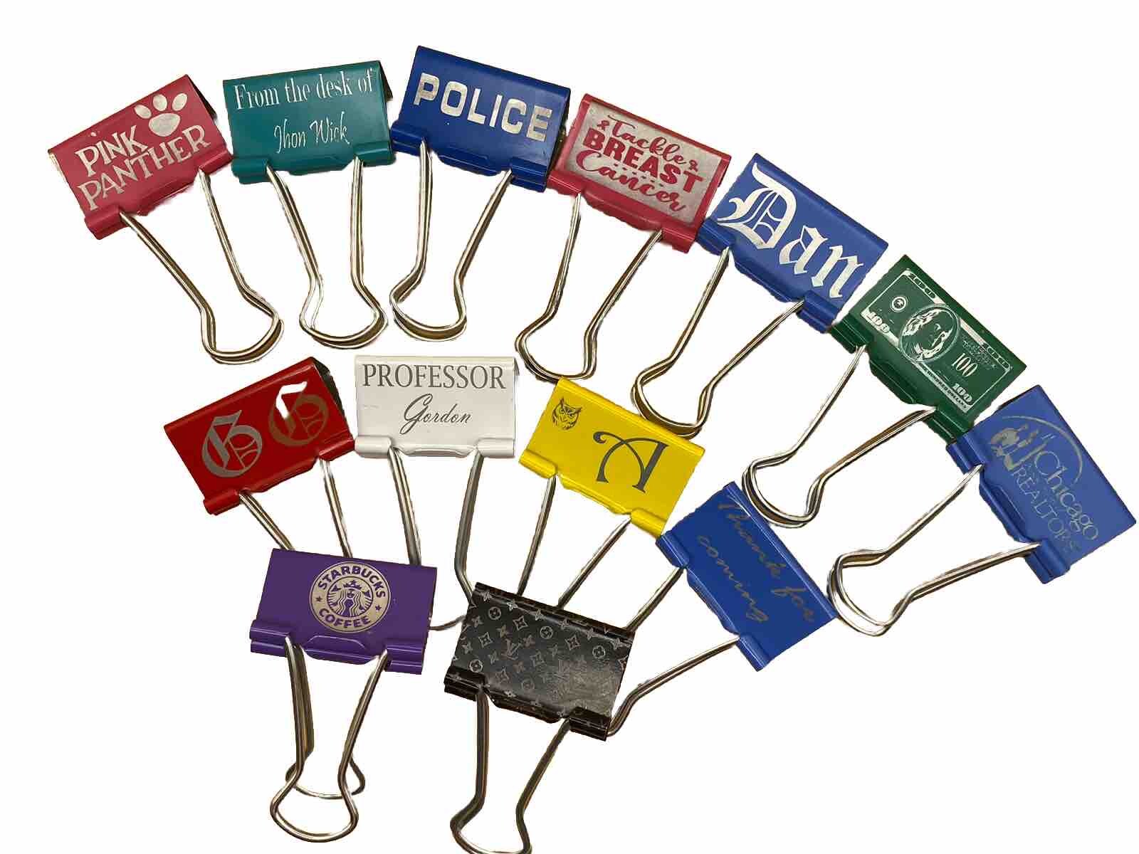 Money clip fold Back Clips Any Text Numbered Letter Or Logo 12pk gallery