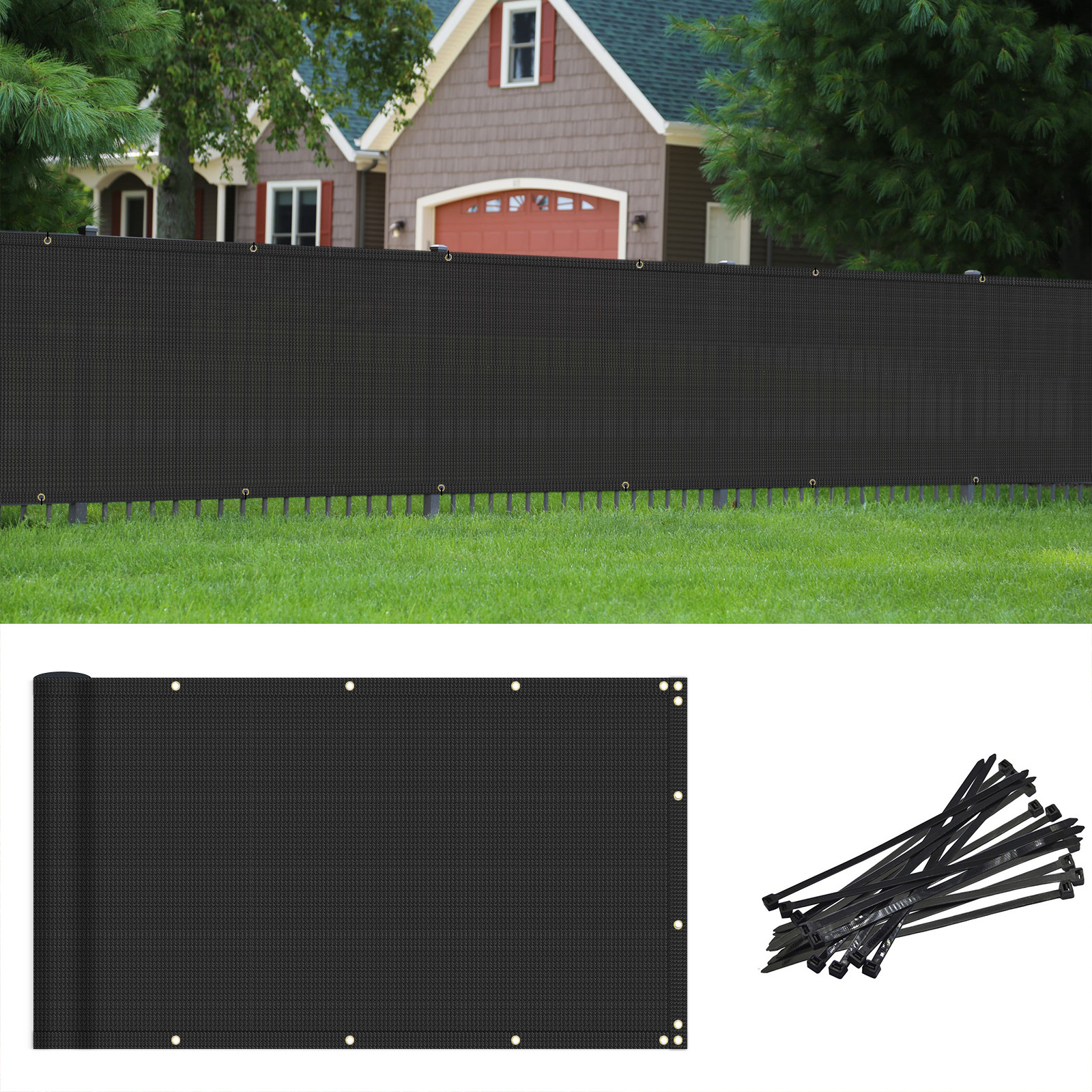Customize Black 4' 5' 6' 8' (H) Fence Privacy Wind Screen Mesh Fabric Shade Yard gallery