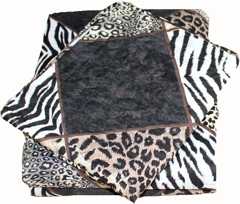 Safari Cheetah & Leopard Patchwork Animal Print Scalloped 3pc Quilt Set gallery