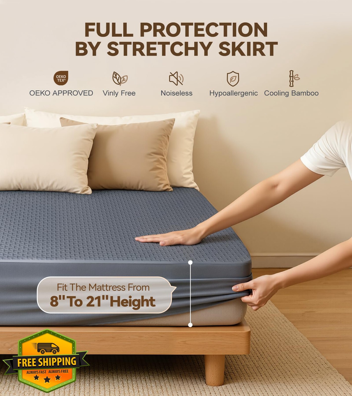 Biteany King Waterproof Mattress Protector 8"-21" gallery