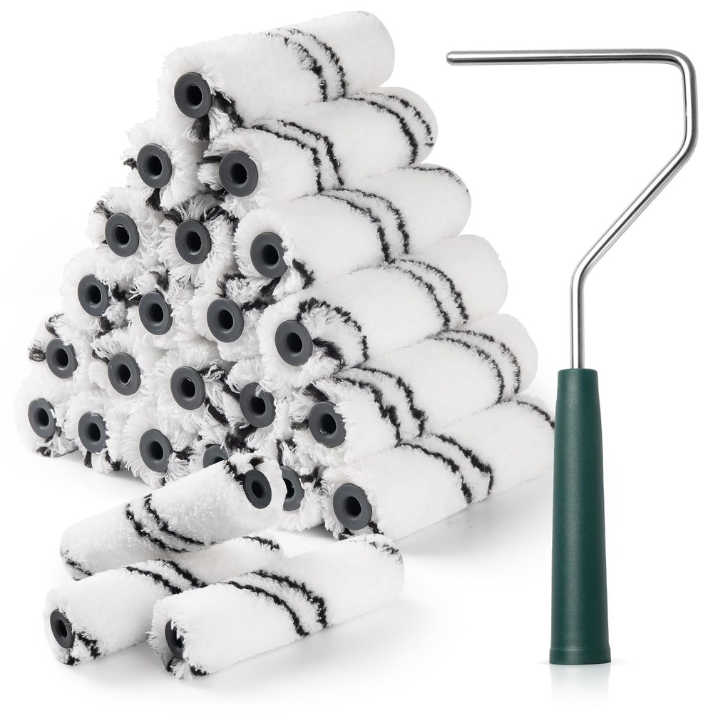 Microfiber Paint Roller Covers, 24 Pack Paint Roller 4 Inch (3/8 Inch Nap) Paint