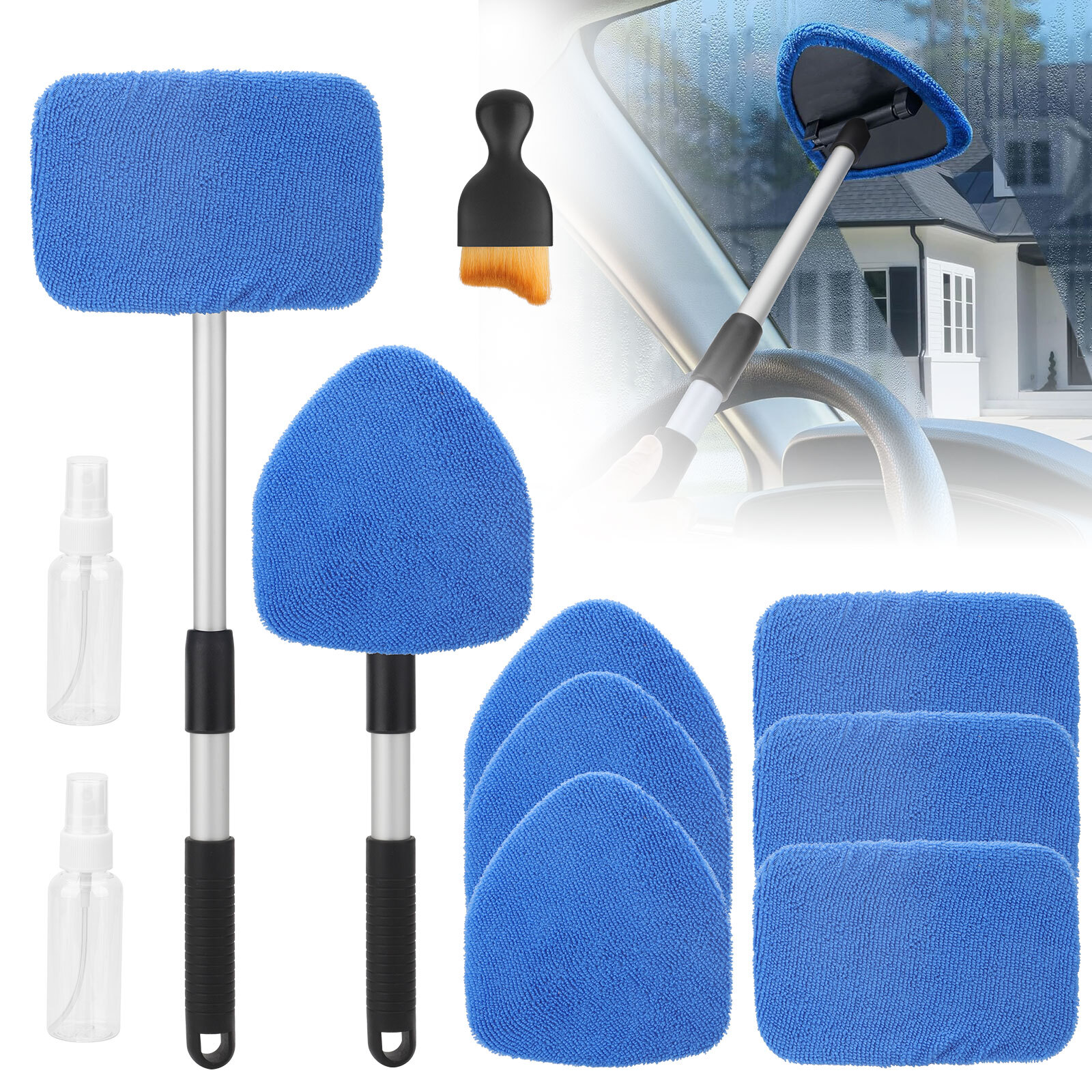 11 pcs Window Windshield Cleaning Tool Microfiber Car Wiper Cleaner Glass Brush gallery