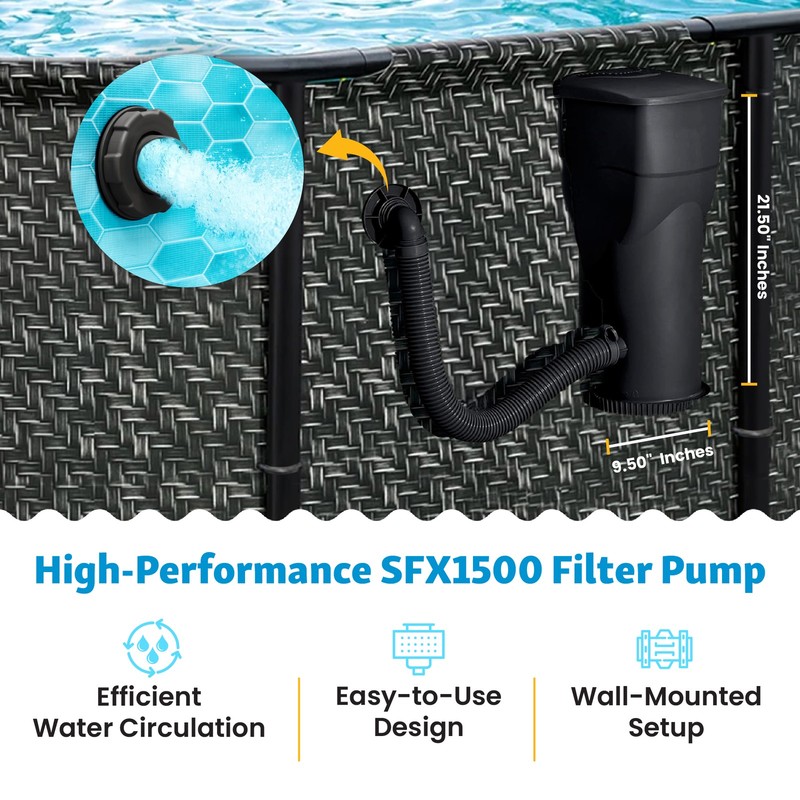 Funsicle 1500 Gallon SkimmerPlus Filter Pump System for Above Ground Pool, Black gallery