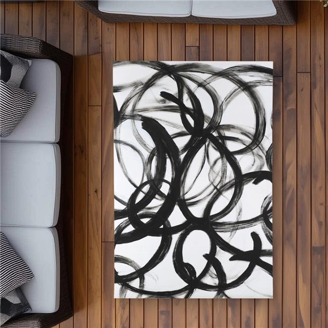 3x5 ft. Abstract Curly Lines - Minimalist Outdoor Area Rug for Decor - Rectangle gallery