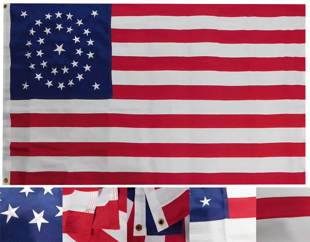 3x5 Embroidered American 34 Star Circle 600D Nylon Flag 3'x5' gallery
