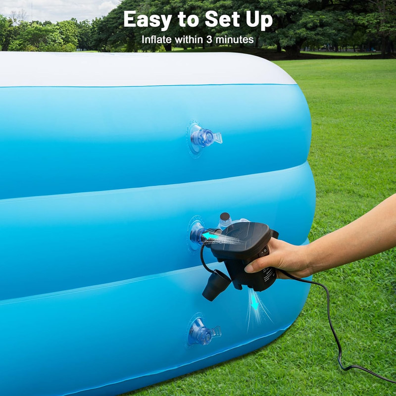 Large Solar Inflatable Pool with Lights, 130"x72"x22", Oversized Thickened Blow gallery