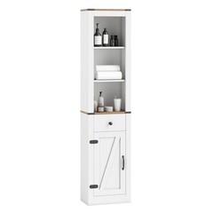 68” Tall Bathroom Cabinet with Barn Door, Drawer & Adjustable Shelf for Laundry