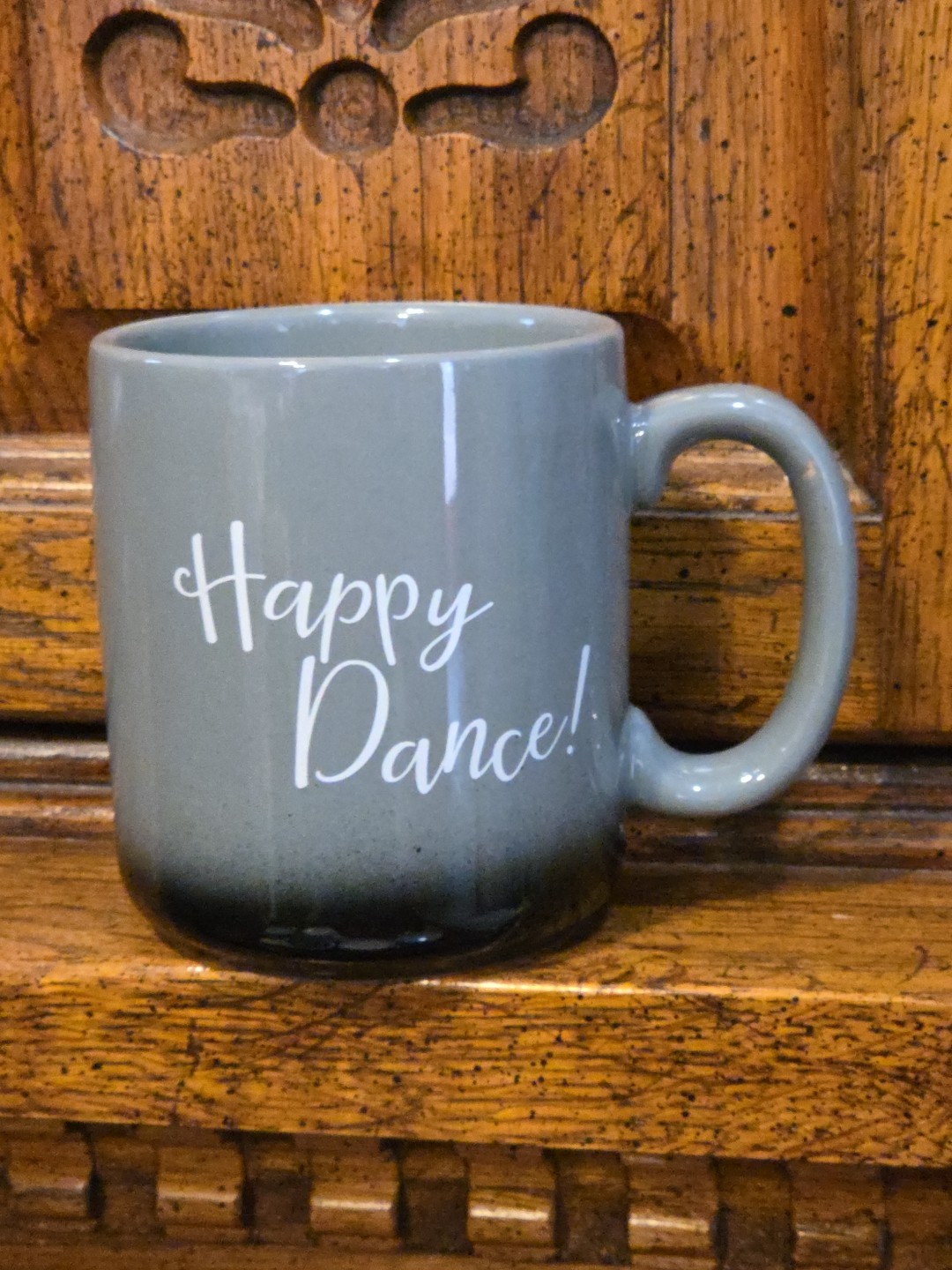 In the kitchen with David mug Happy Dance Gray Black White Letters 18 Oz. gallery